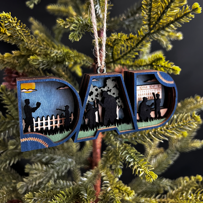 Baseball Dad Christmas Ornament | 3D Wooden Keepsake